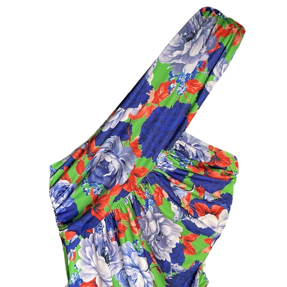 ZARA NWT BLUE MULTI FLORAL ASYMMETRICAL BODYSUIT - Picture 10 of 12